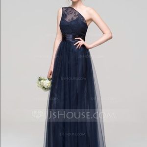 Navy Long Bridesmaid Formal Prom Dress, Size 18